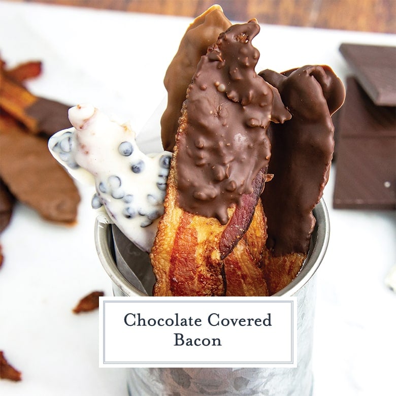 chocolate covered bacon in a metal can 