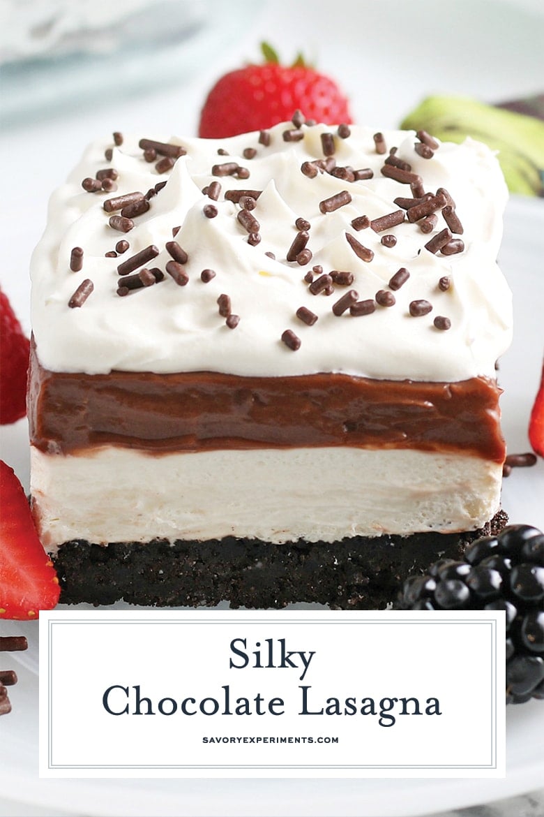 close up of chocolate lasagna for pinterest 