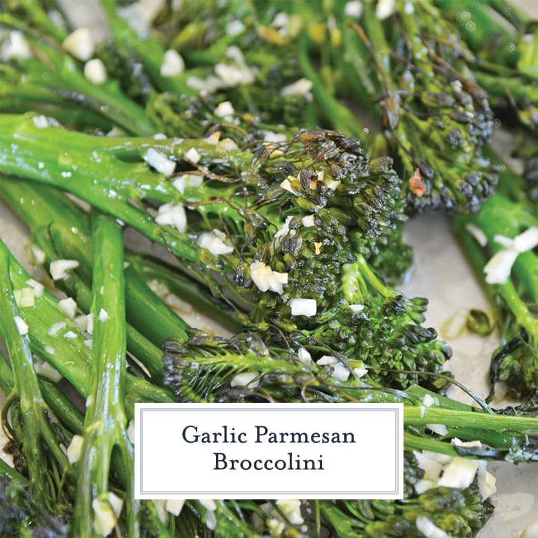 close up of broccolini with garlic