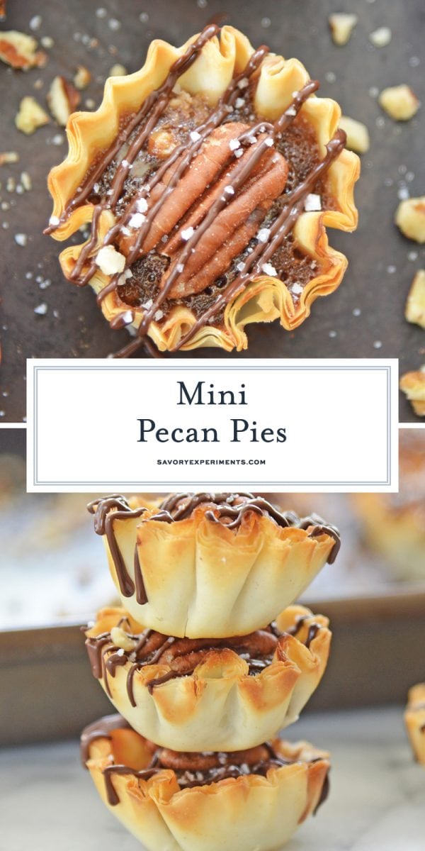 close ups of mini pecan pies for pinterest 