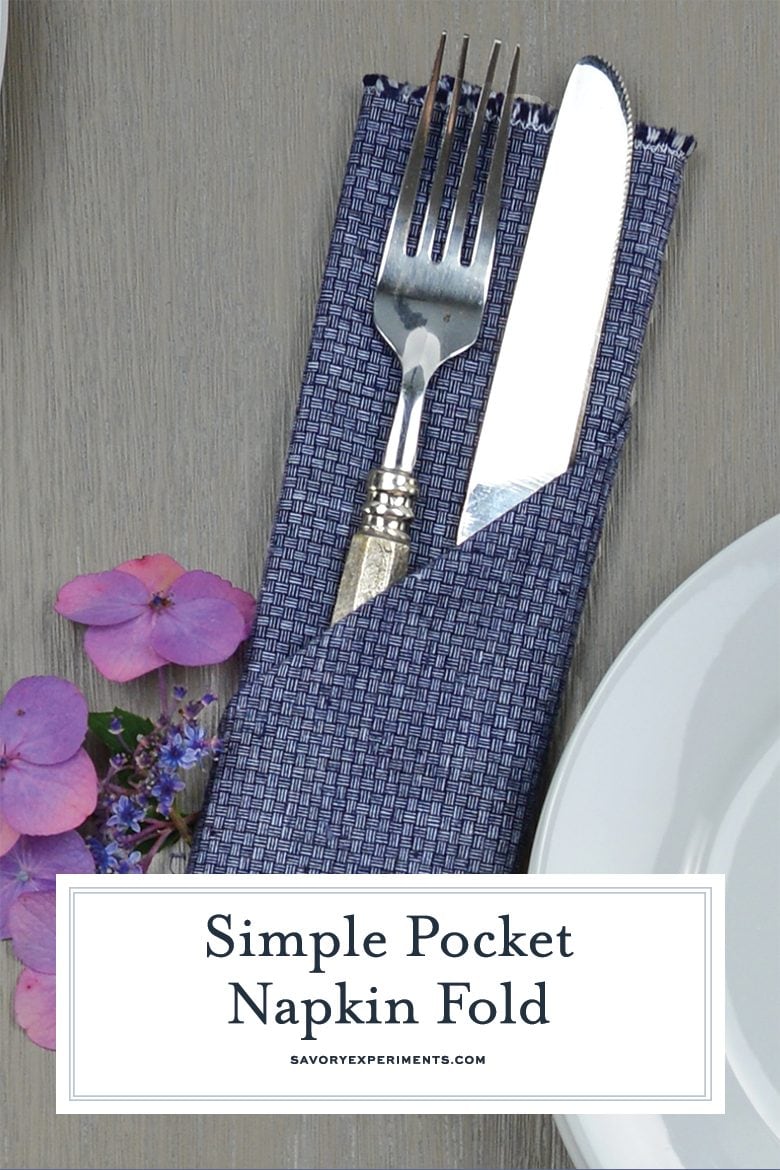 simple pocket napkin fold with text overlay for pinterest