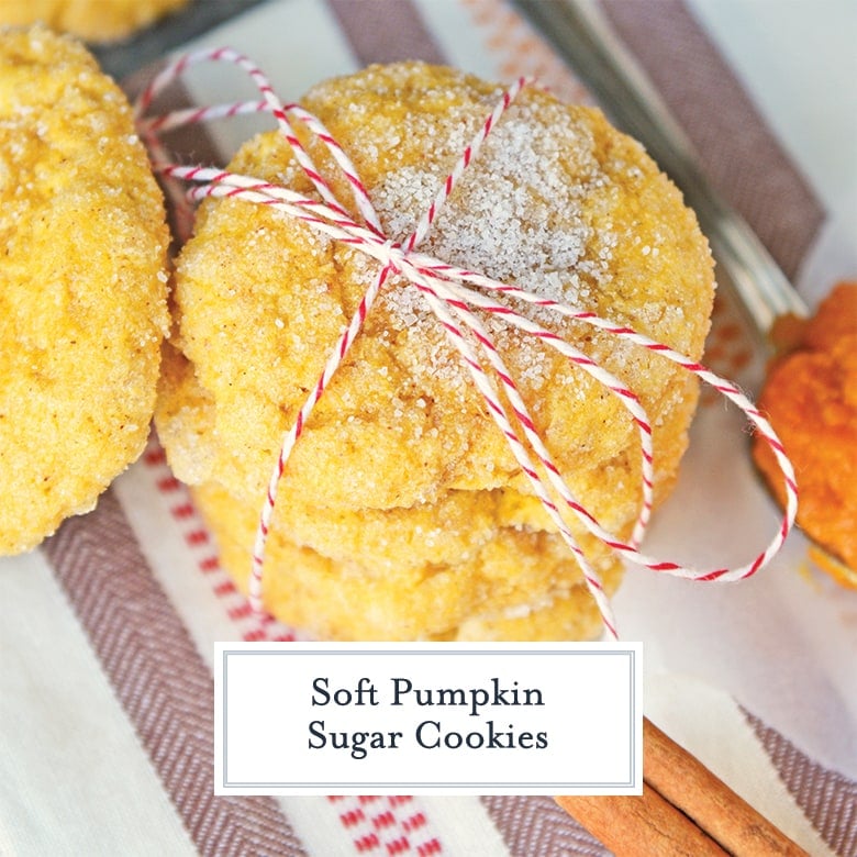 close up of pumpkin cookies tied with red twine