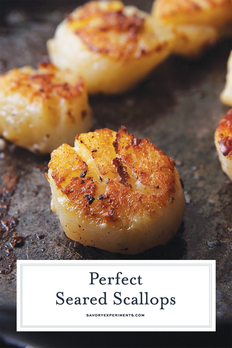 golden brown scallop in cast iron 