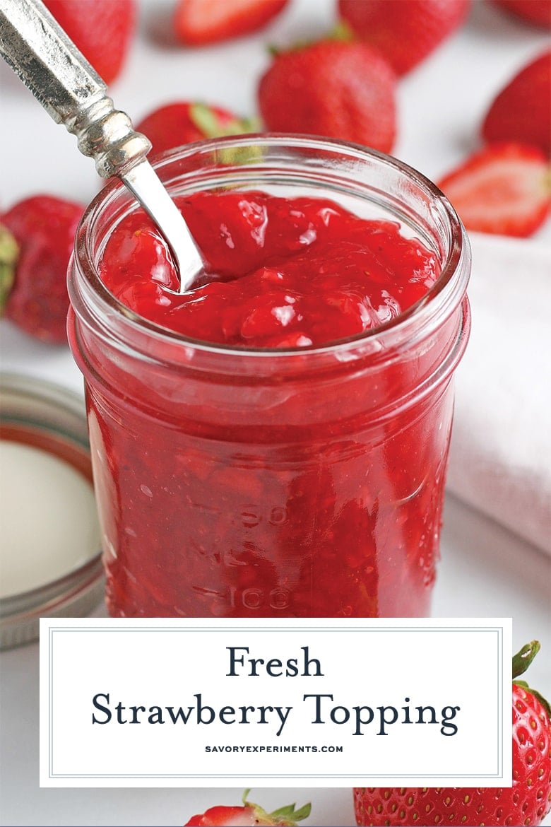 close up of strawberry topping 