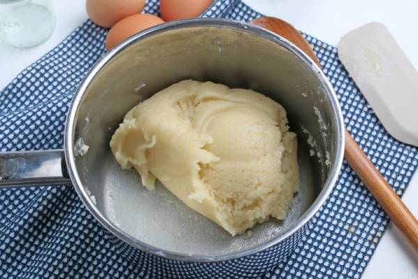 choux dough in a saucepan