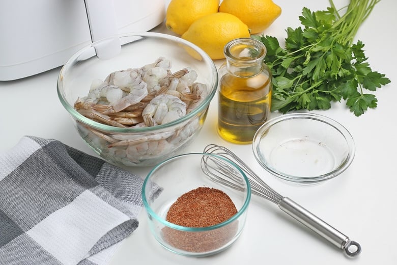 ingredients for blackened air fryer shrimp 