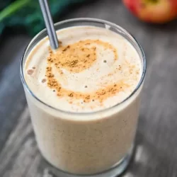 angled shot of apple oat smoothie