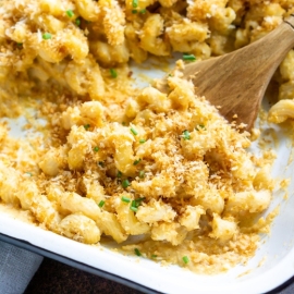 tray of butternut squash mac and cheese