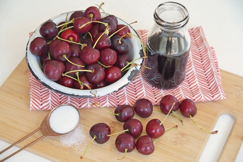 ingredients for balsamic cherry sauce 