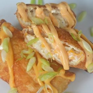 crab cake egg rolls with sauce