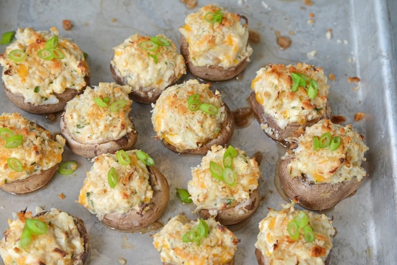 cooked creamy crab stuffed mushrooms 