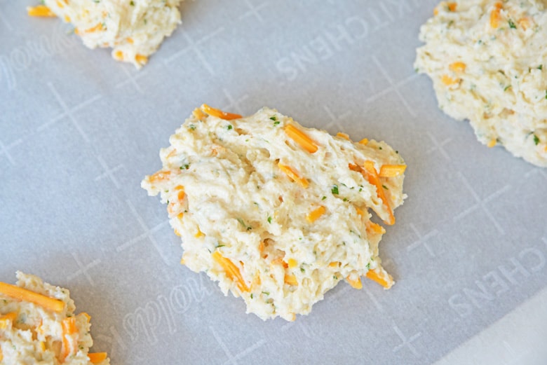 drop biscuit dough on parchment paper