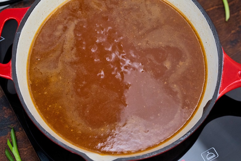 brown sauce simmering