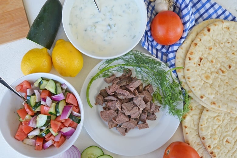 ingredients for making lamb gyros 