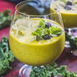 mango kale smoothie in glass