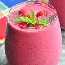 straight on shot of mixed berry smoothie