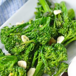 close up of cooked broccolini