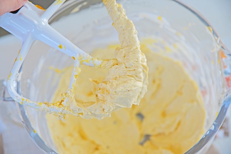 paddle attachment with homemade pumpkin cream cheese 
