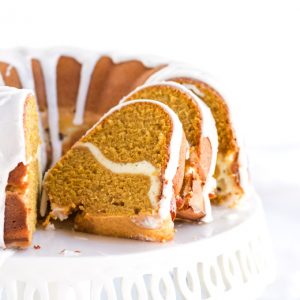 sliced pumpkin cream cheese pound cake