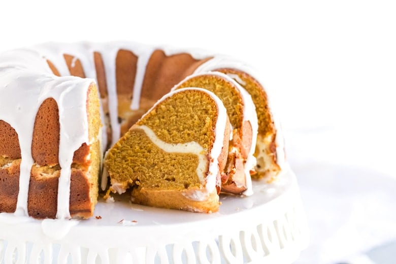 sliced pumpkin cream cheese pound cake