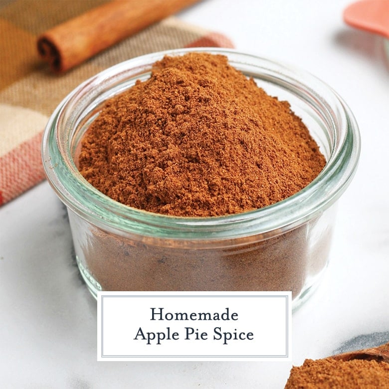 glass container with apple spice mix 