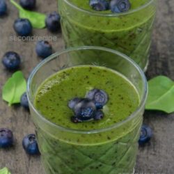 two blueberry spinach smoothies