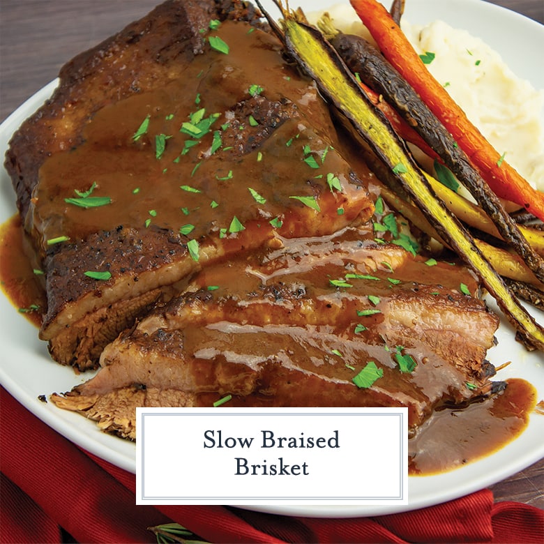 red wine braised brisket on a platter 