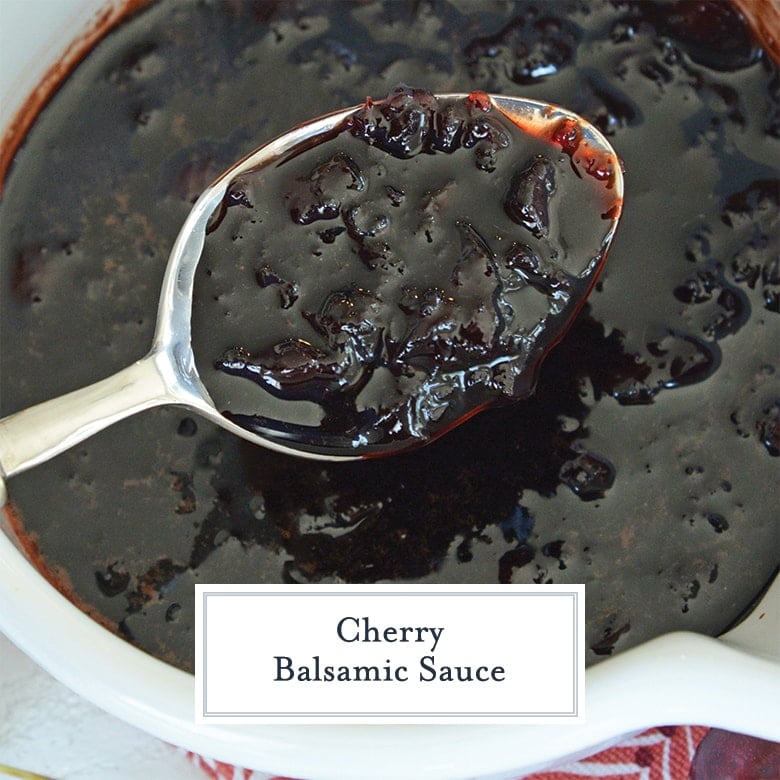 spoon with cherry balsamic sauce 