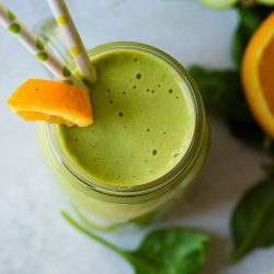 overhead shot of cold buster smoothie