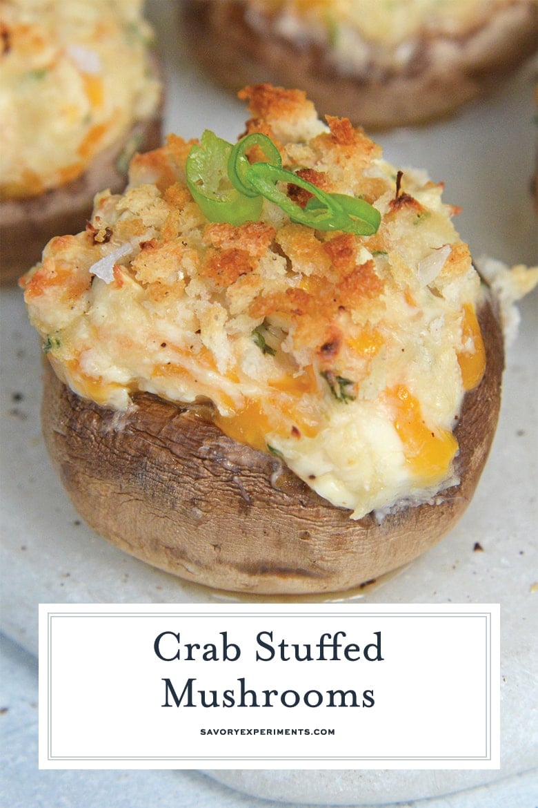 close up of crab stuffed mushroom