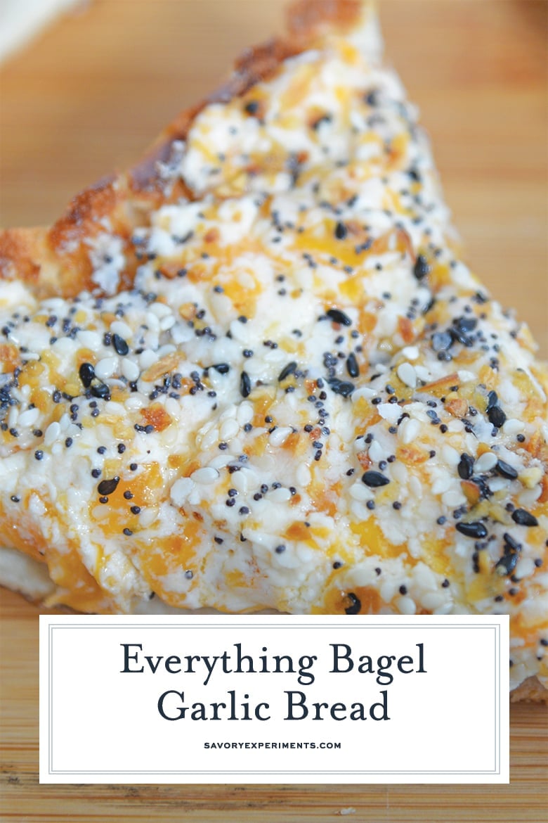 close up of everything but the bagel garlic bread for pinterest 