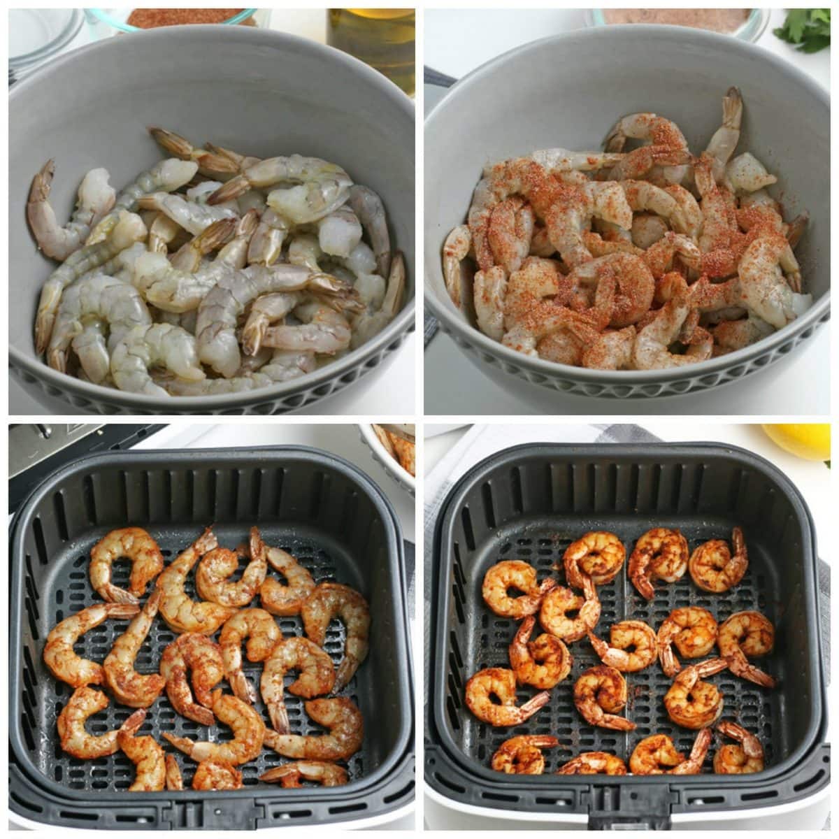 step-by-step photos of how to make shrimp in the air fryer 