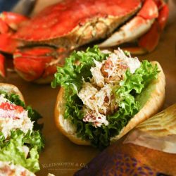 angled shot of bacon crab roll