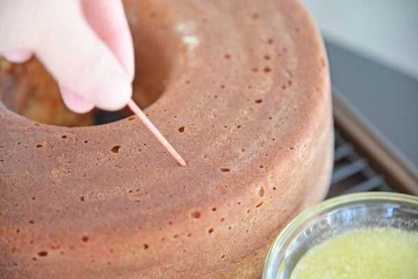 pricking cake with toothpick