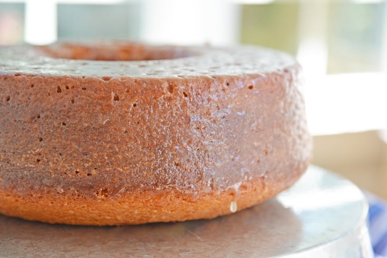 side view of butter glazed cake 