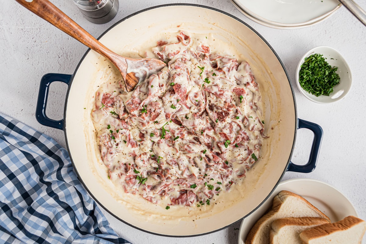 overhead of how to make creamed chipped beef 