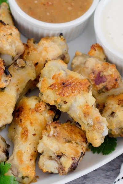 plate of garlic parmesan wings