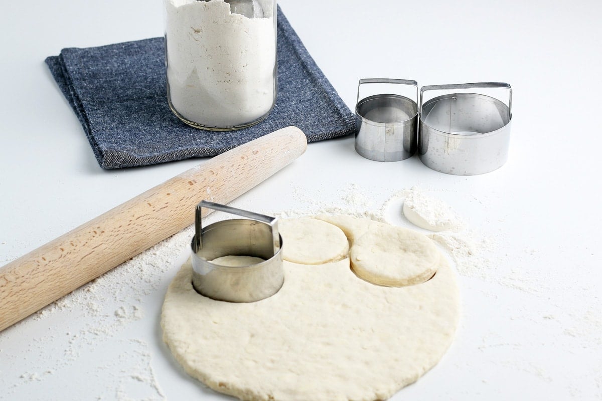 cutting biscuits with a cutter 