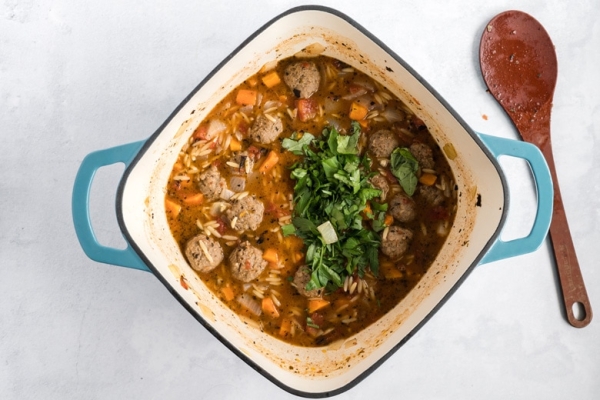 fresh herbs in soup