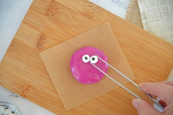 candy eyeballs on a cookie