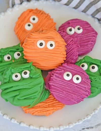 mummy cookies on a plate