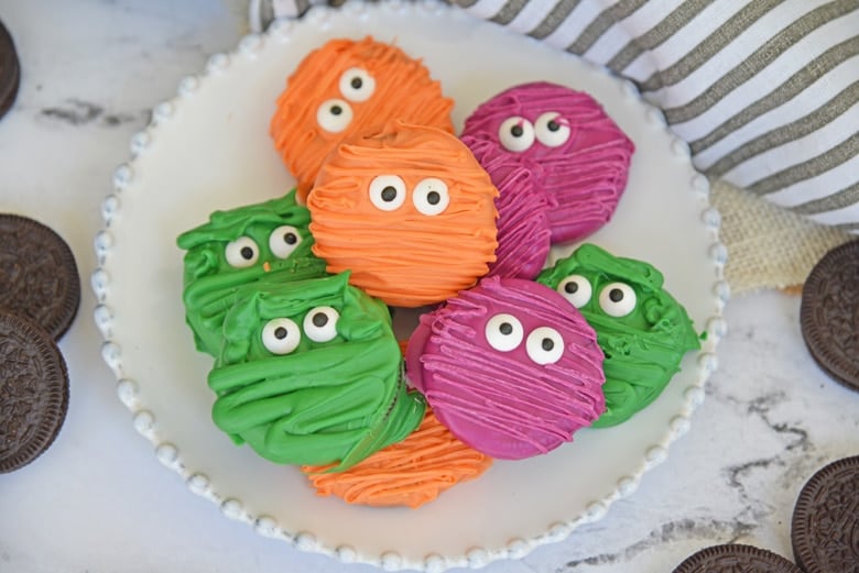 mummy cookies on a plate