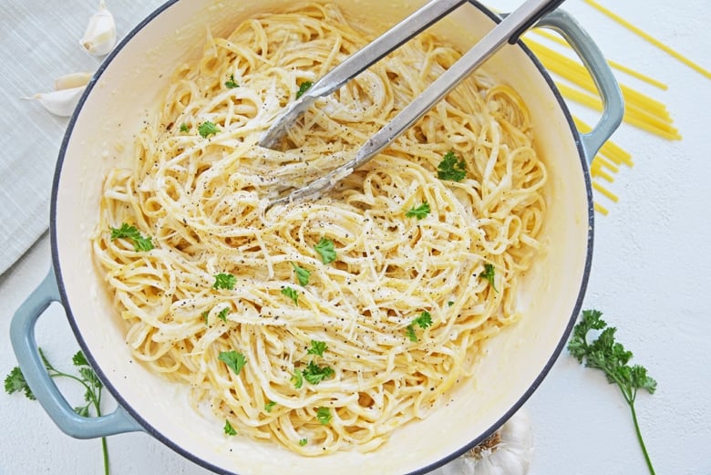 BEST Parmesan Garlic Linguine Recipe - Savory Experiments