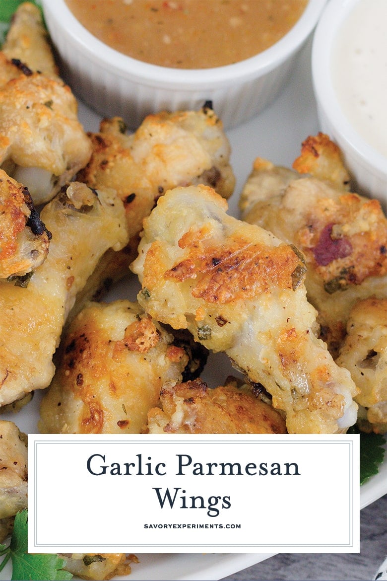 close up of parmesan garlic chicken wings  