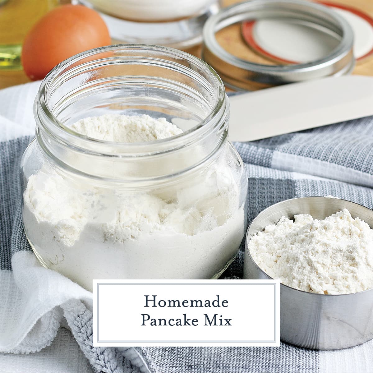 dry pancake mix in a small glass jar  