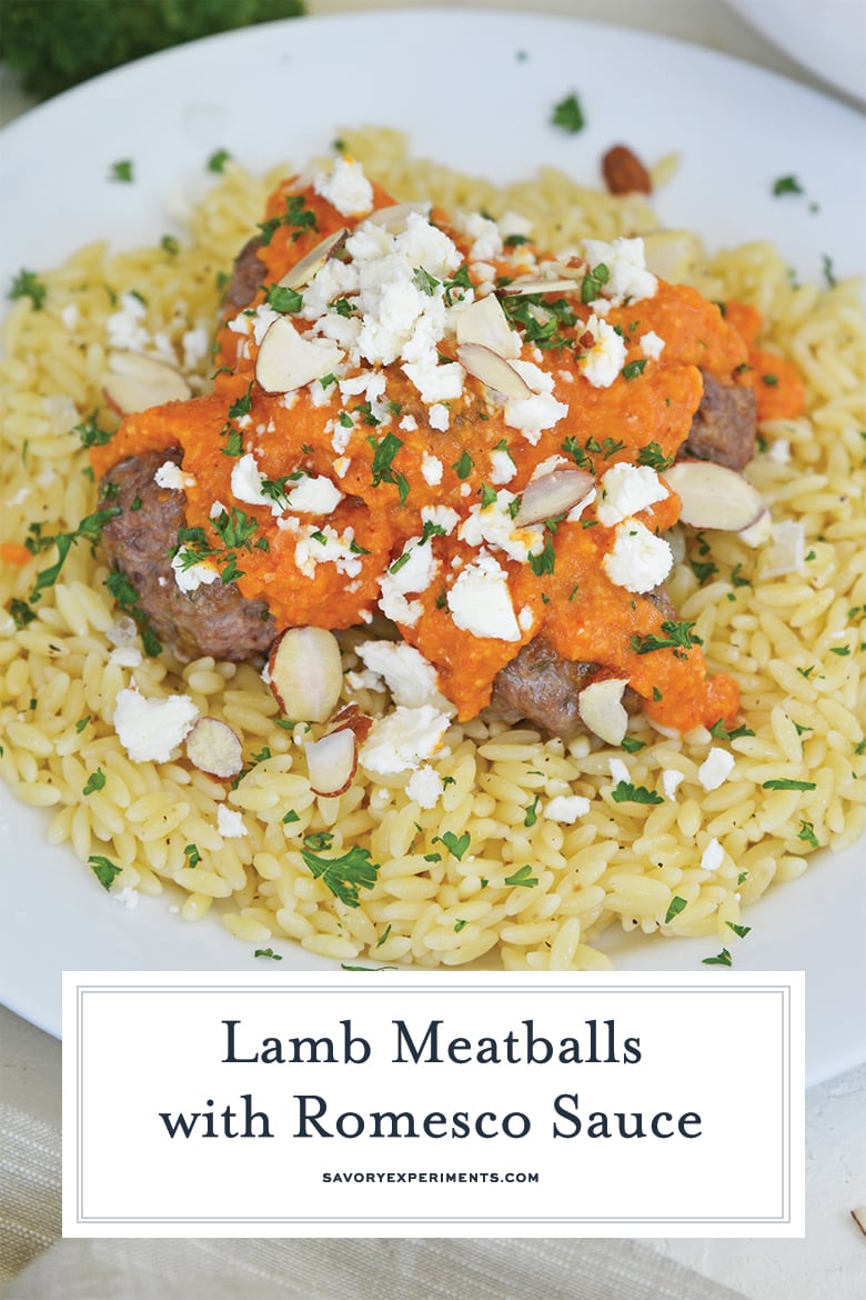 closeup of lamb meatballs with sauce 