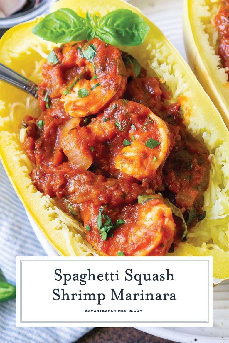 close up of spaghetti squash marinara for pinterest 