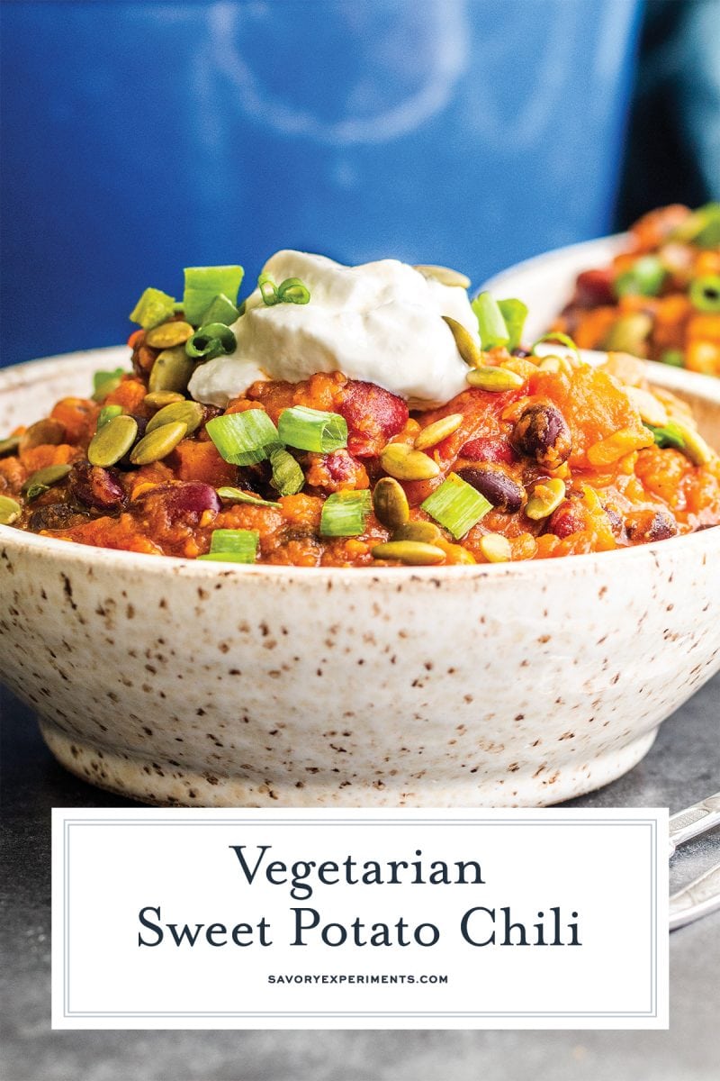 BEST Vegetarian Sweet Potato Chili Recipe- Perfect for Meatless Monday!