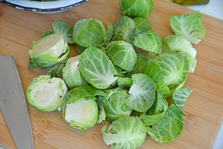 brussel sprouts chopped in half  