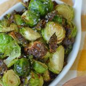 close up of air fryer brussels sprouts